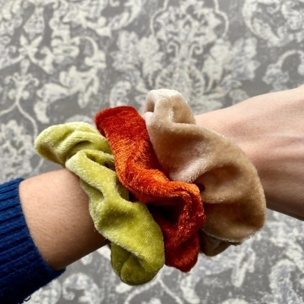 Iris Earth Tones Velvet Scrunchies 3 Pack